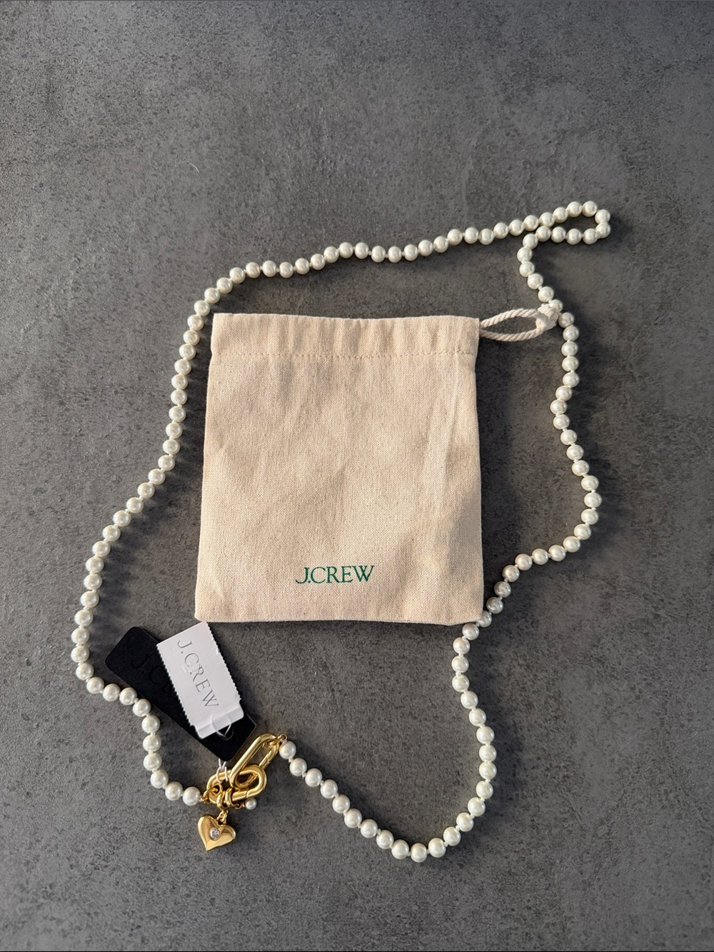 J. Crew Faux Long Pearl Necklace with charms